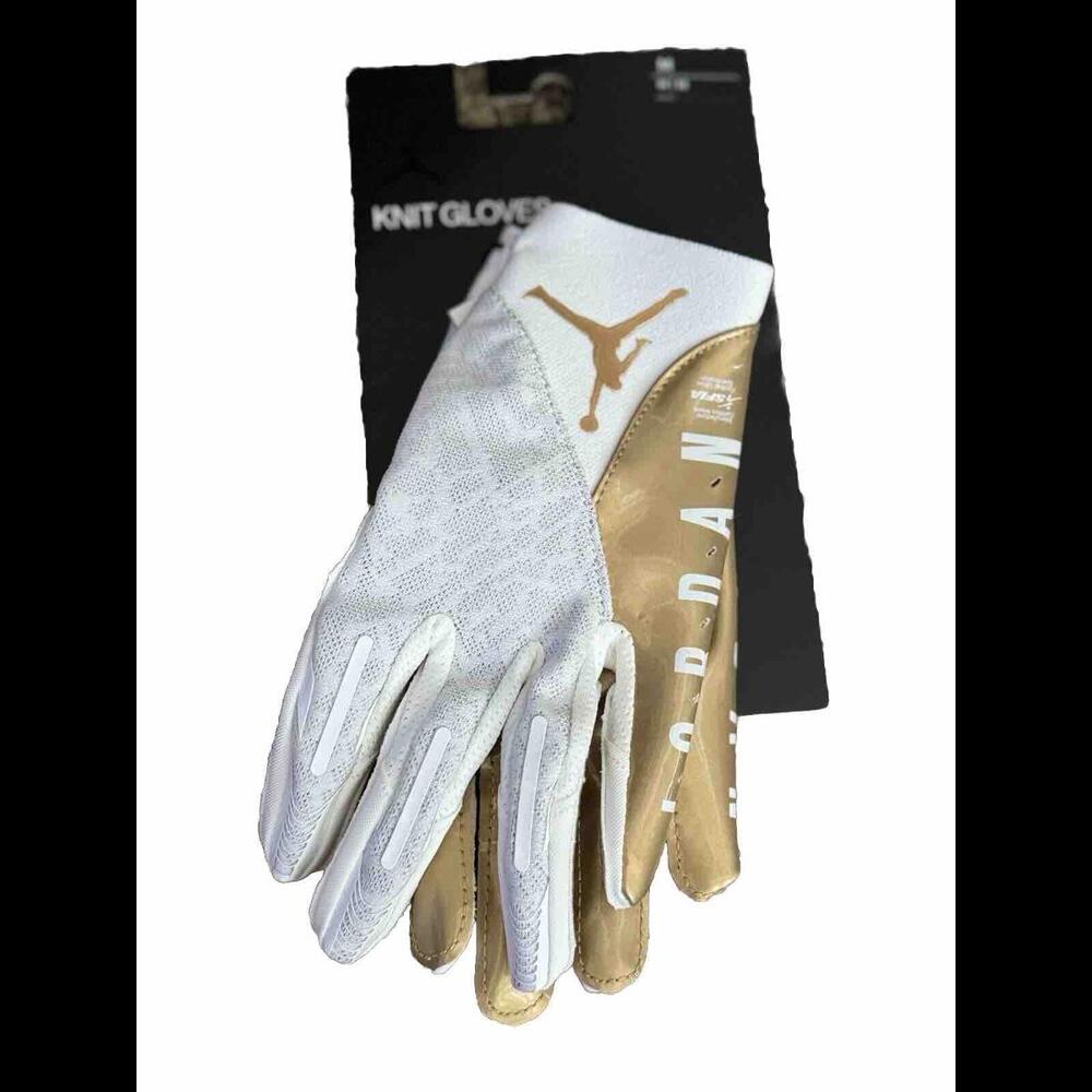 Nike Jordan Vapor Knit 4.0 Football Gloves White Gold sz MED